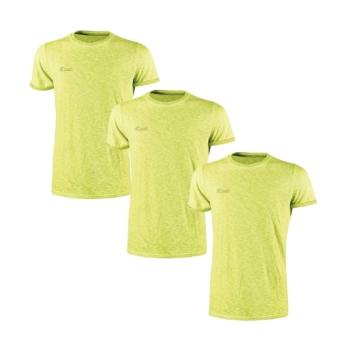 Confezione 3 T-shirt U Power Fluo da lavoro, linea Enjoy girocollo, tessuto cotone, taglia 3XL, colore Giallo Fluo