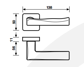 Maniglia per porta Fusital serie H376 GV Duemilaquattordici, con rosetta e bocchetta foro normale, finitura Cromosatin.