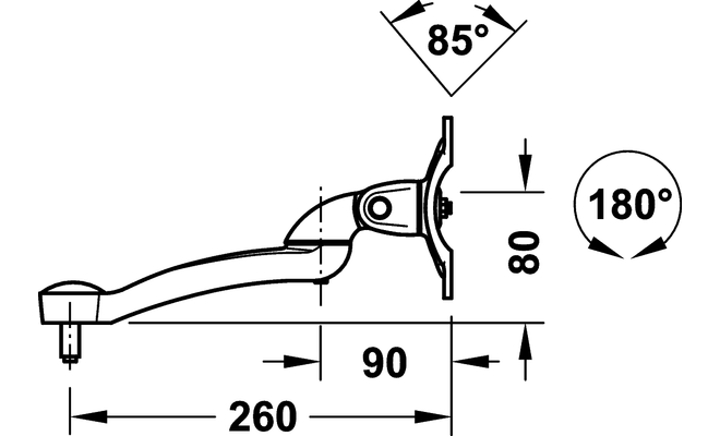 Braccio orientabile intermedio Ellipta con regolazione in altezza portata 5 - 7,5 kg