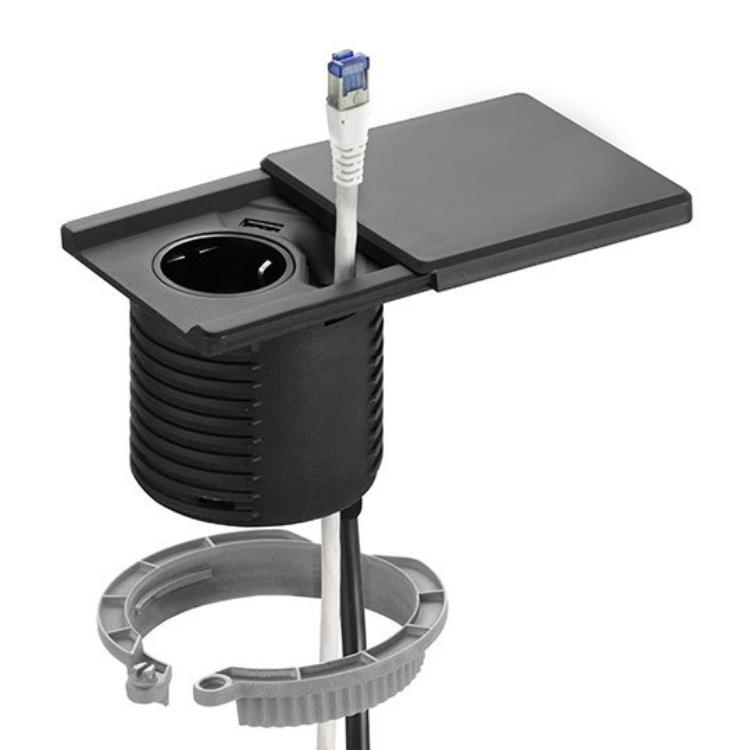 Hianjoo Caricatore Da Tavolo A Scomparsa Con 3 Porte (45W, 2 USB + 1 Tipo-C) E Passacavo, Fori Da 50/60 Mm - 4