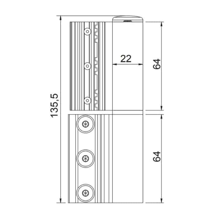 Cerniera Celera 00690 Giesse Per Terza Anta Profilo R40 50tt 2 Ali A 