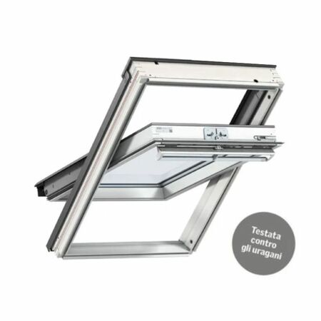 Finestra Standard Stratificata Velux GGU a bilico manuale per tetto a falda, doppio vetro, dimensioni 550x778 mm, Legno e Poliuretano finitura Bianco