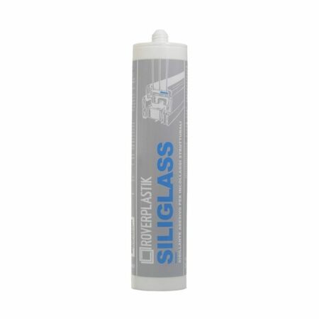 Silicone adesivo Siliglass Roverplastik per incollaggi strutturali, cartuccia 310 ml, finitura Trasparente