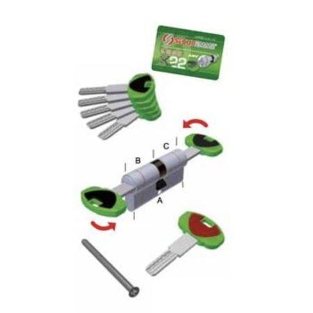 Cilindro profilo europeo frizionato D3060CS Ad-Point Securemme per porta, lunghezza 95 mm (30-60 mm), 5 chiavi + 1 cantiere, finitura Cromo Satinato