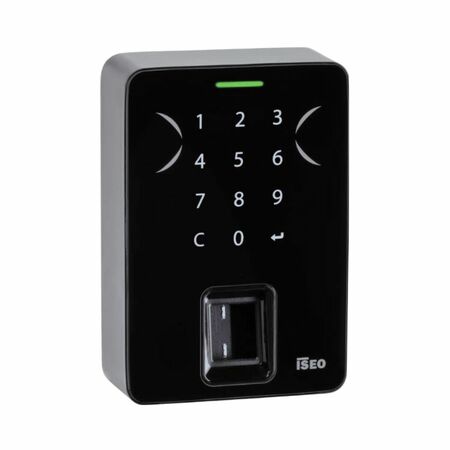 Lettore 1NCA Smart Cable Free Finger Iseo per Connected o tessere, modello universale con tastiera e lettore di impronta, finitura Nero