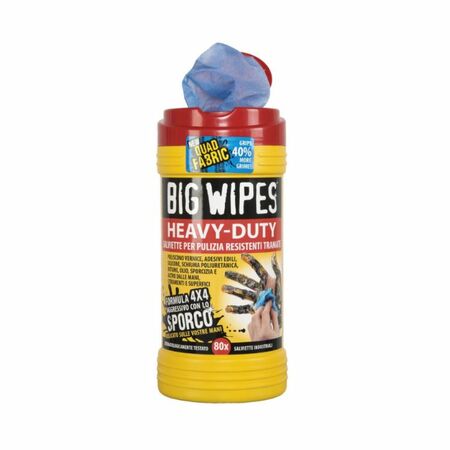 Salviette detergenti professionali Big Wipes Heavy Duty Quad, per lo sporco impossibile, confezione da 80 panni
