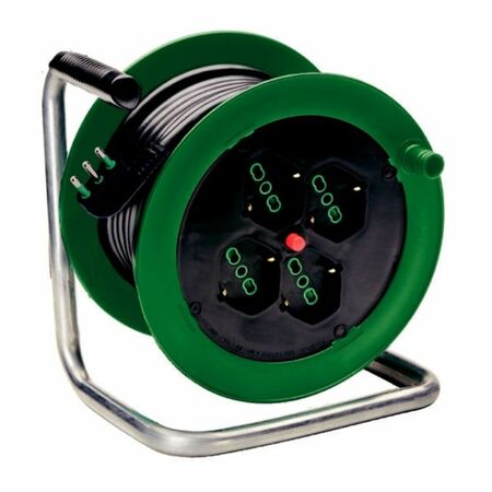 Avvolgicavo Ondino 146101 Fanton per impianti elettrici, cavo da 3x1,5, lunghezza 15 mt, 4 prese bipasso italo-tedesche 2P+T16A, spina 2P+T16A, finitura Verde