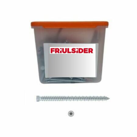 Secchio 200 viti muro testa cilindrica VF Friulsider, per calcestruzzo, dimensioni 7,5x120 mm, inserto T30, finitura Zincato Bianco
