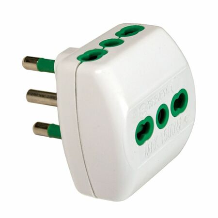 Adattatore triplo 82180 Fanton per impianti elettrici, spina 2P+T 16A, 3 prese bipasso italiana 2P+T 10-16A, materiale Termoplastico finitura Bianco