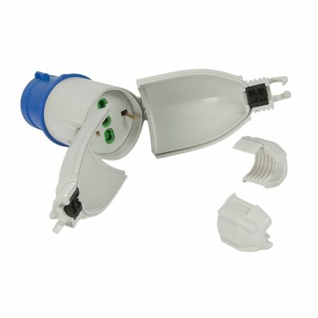 Convertispina da cantiere Optimus 73020 Fanton, per impianti elettrici, spina CEE 2P+T 16A 6h IP44, presa bipasso italo-tedesca 2P+T 16A, Plastica finitura Blu