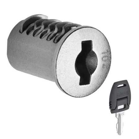 Cilindro 26GCIL Meroni per serratura serie 26MA, chiave snodata, dimensioni 12,4x18 mm, finitura Nichelato