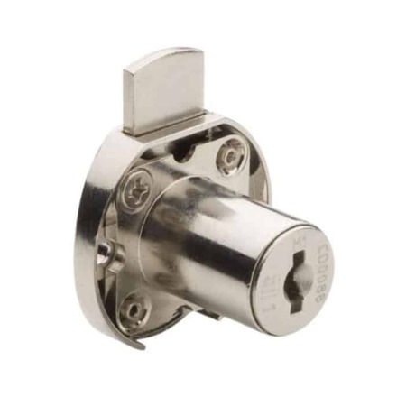 Serratura da applicare Meroni per cassetto, serie 2630 MA, cilindro 20 mm, levetta dritta P0, con chiave KA fissa, finitura Nichelato