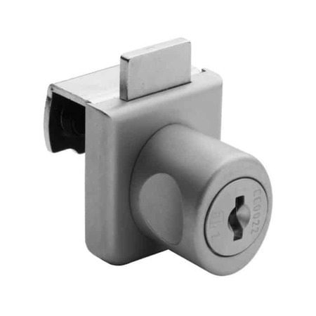 Serratura 26G1 M Meroni per 1 anta in vetro, spessore 4-8 mm, cilindro dimensioni 20x20,5 mm, cifratura chiave uguale KA, finitura Cromo Opaco