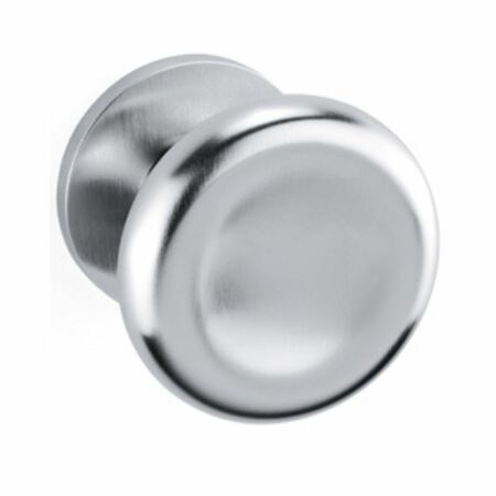 Pomolo tondo Paddle Olivari, per porta ingresso, rosetta tonda fissa, impugnatura 63 mm, Ottone finitura Cromato Satinato