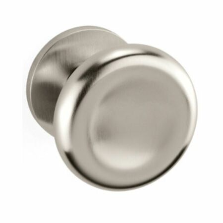 Pomolo tondo Paddle Olivari, per porta ingresso, rosetta tonda fissa, impugnatura 63 mm, Ottone finitura SuperNichel Satinato