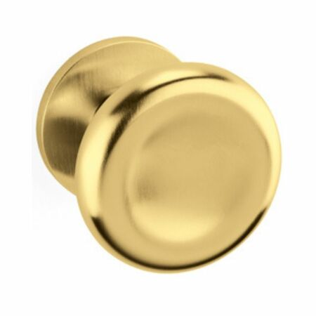 Pomolo tondo Paddle Olivari, per porta ingresso, rosetta tonda fissa, impugnatura 63 mm, Ottone finitura SuperOro Satinato