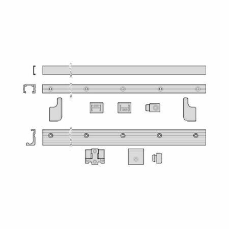 Kit binari e accessori M63300 Agb Galileo Pro per complanare scorrevole legno e Pvc, larghezza 3100 mm, Alluminio finitura Argento