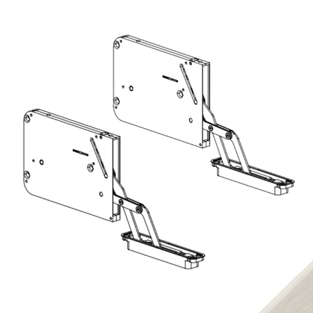 Set meccanismo Unico Effegibrevetti per ribalta spessori standard, destro e sinistro, configurazione 2, finitura Nichel