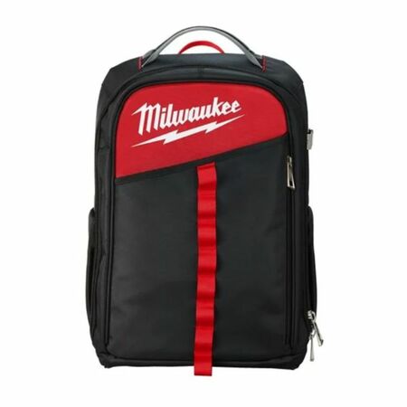 Zaino Low Profile Backpack portautensili Milwaukee da cantiere, 22 tasche, dimensioni 200x300x498 mm, materiale Nylon Balistico