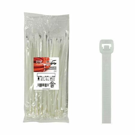 Confezione 100 fascette Mugrip Mungo per cablaggio, dimensioni 7,5x360 mm, Nylon finitura Naturale