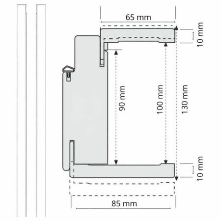 Coppia montanti Sandwich Sofi Door Xe, mano destra, dimensione 2100x100x mm, raggio 3 mm, finitura Bianco Opaco
