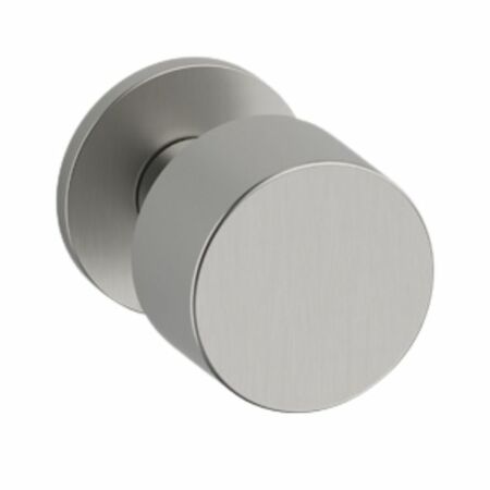 Pomolo tondo Lipstick Olivari, per porta ingresso, rosetta tonda fissa, impugnatura 52 mm, Ottone finitura SuperInox Satinato
