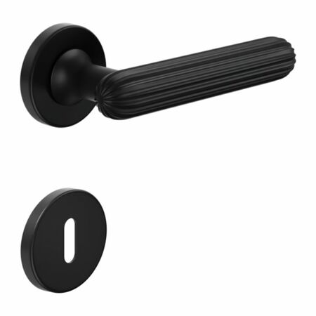 Maniglia Zeppelin DND ZP12P per porta, rosetta e bocchetta tonda 50x7 mm foro Patent, Ottone finitura Nero Opaco