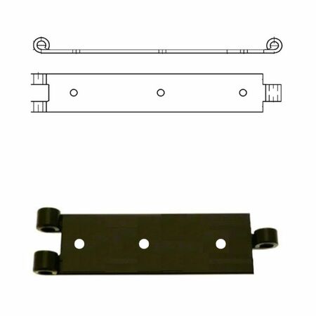 Bandella parte maschio Padovana 0300 Omad serie tonda per persiane, lunghezza 200 mm, altezza 35x3 mm, occhio 7,7 mm, finitura Verniciato Nero