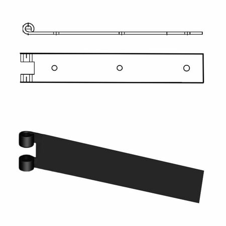 Bandella parte femmina Padovana 0300 Omad serie quadra per persiane, lunghezza 250 mm, altezza 35x3 mm, occhio 7,7 mm, finitura Verniciato Nero