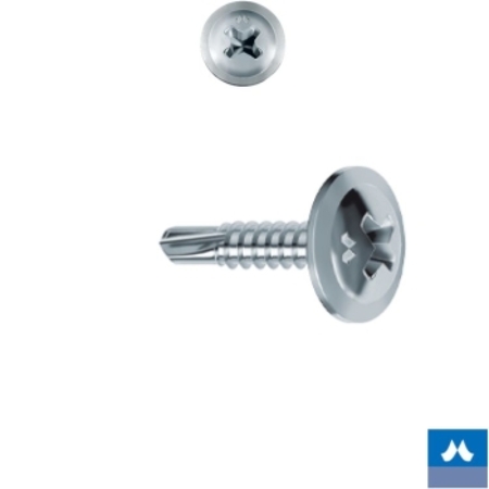 Vite FFLL Drillex Mustad per metallo, autoforante, impronta PH2, filetto totale, dimensioni 4,2x13 mm, finitura Zincata Bianca