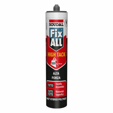 Sigillante adesivo MS Polymer Fix All High Tack Soudal universale, formato 290 ml, finitura Trasparente