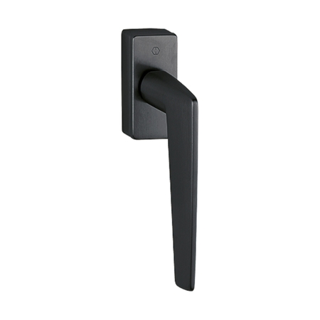 Martellina DK Macau Hoppe per serramento, con Secustik e VarioFit, rosetta rettangolare 70x32 mm, Ottone finitura Nero Satinato Resista F96-1-R