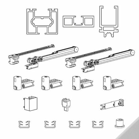 Kit per porta scorrevole 1 anta in alluminio Uni-Evo Terno, dimensione 1200x2600 mm, portata 80 kg, ammortizzato, Alluminio finitura Argento Spazzolato