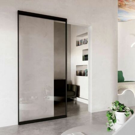 Kit per porta scorrevole a scomparsa in alluminio Magic2 Frame Terno, dimensione 1100x2600 mm, portata 80 kg, ammortizzato, Alluminio finitura Argento Spazzolato