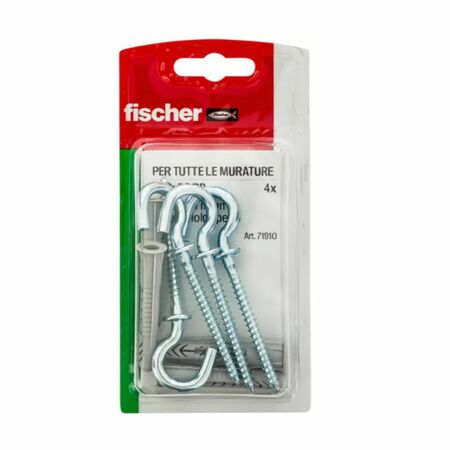 Tassello UX con occhiolo a vite 71910 Fischer per fissaggio, diametro 8x50 R K, Blister da 4 pz, Acciaio finitura Zincato