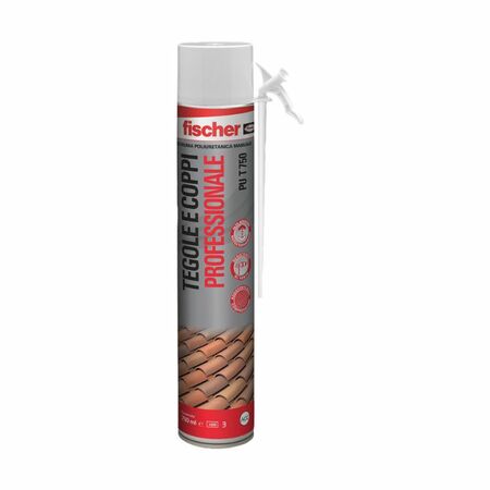 Schiuma PU T 750 Fischer per tegole e coppi, poliuretanica, bombola 750 ml manuale, finitura Grigio