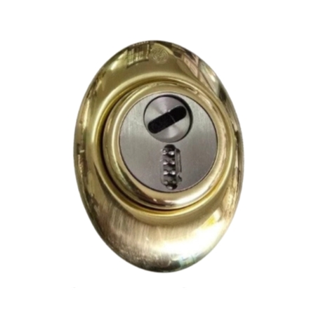 Defender tondo MecDef Securemme per portoncino esterno, diametro 46 mm, interasse fori 38 mm, corpo Acciaio Inox finitura Ottone Lucido
