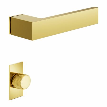 Maniglia Infinito DND IF01T per porta, rosetta e bocchetta rettangolare 50x25 mm con nottolino Wc, Ottone finitura Lucido