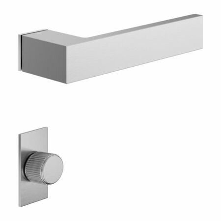Maniglia Infinito DND IF01T per porta, rosetta e bocchetta rettangolare 50x25 mm con nottolino Wc, Ottone finitura Cromo Satinato