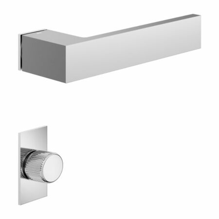 Maniglia Infinito DND IF01T per porta, rosetta e bocchetta rettangolare 50x25 mm con nottolino Wc, Ottone finitura Cromo Lucido