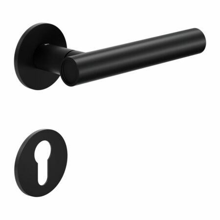 Maniglia Blend DND BN40Y per porta, rosetta e bocchetta tonda 50x4 mm foro Yale, Ottone finitura Nero Opaco