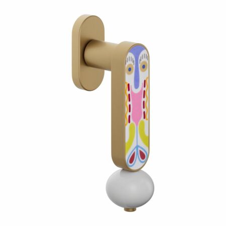 Maniglia martellina Dk Crisalide Dnd CS22V per serramento, lunghezza quadro 7x40 mm, Alluminio e Porcellana Decorata finitura Oro Satinato