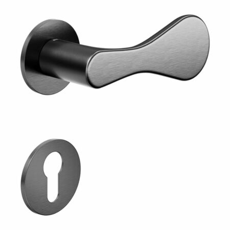 Maniglia Drop DND DP40Y per porta, rosetta e bocchetta tonda 50x4 mm foro Yale, Ottone finitura PVD Grafite Satinato
