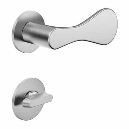 Maniglia Drop DND DP40T per porta, rosetta e bocchetta tonda 50x4 mm con nottolino Wc, Ottone finitura Cromo Satinato