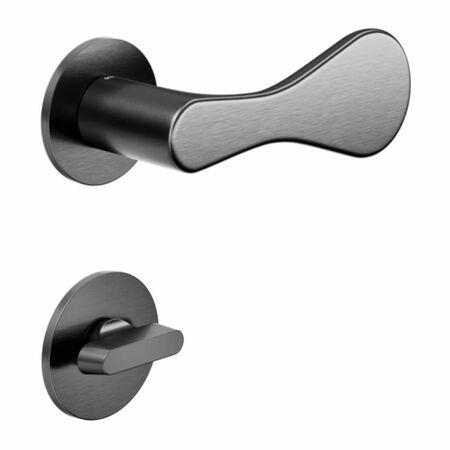 Maniglia Drop DND DP40T per porta, rosetta e bocchetta tonda 50x4 mm con nottolino Wc, Ottone finitura PVD Grafite Satinato