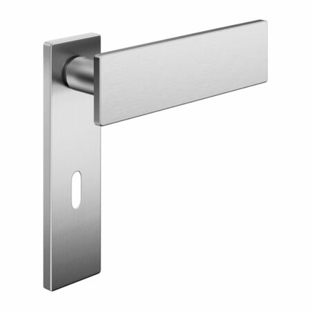 Maniglia Due DND DU10P per porta, placca rettangolare 146x40x9 mm, foro Patent, Ottone finitura Cromo Satinato