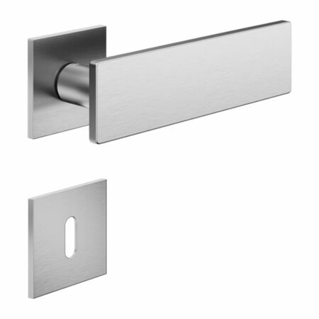 Maniglia Due DND DU41P per porta, rosetta quadra 50x50x4 mm, foro Patent, Ottone finitura Cromo Satinato