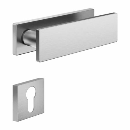 Maniglia Due DND DU11Y per porta, rosetta rettangolare 146x40x9 mm, foro Yale, Ottone finitura Cromo Satinato