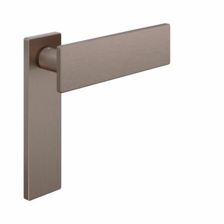 Maniglia Due DND DU10 per porta, placca rettangolare cieca 146x40x9 mm, Ottone finitura PVD Bronzo Satinato