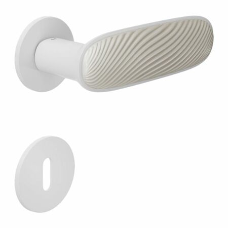 Maniglia Dune DND DN40P per porta, rosetta e bocchetta tonda 50x4 mm foro Patent, Ottone e Porcellana Bianco Sabbia finitura Bianco